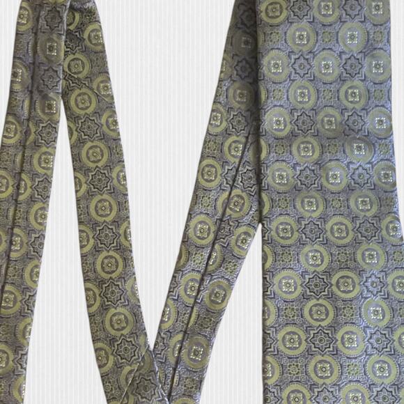 IKE BEHAR for Neiman Marcus Periwinkle Blue Green Textured Repp Silk Tie - Picture 11 of 12